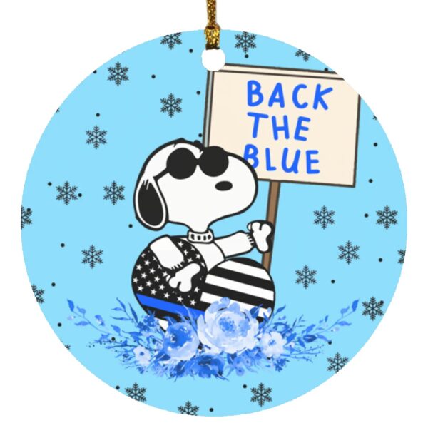Snoopy Back The Blue Circle Ornament