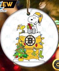 Snoopy Boston Bruins NFL Football Ceramic Christmas Ornaments