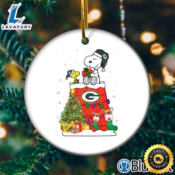 Snoopy Green Bay Packers Nfl Christmas 2023 Ornament