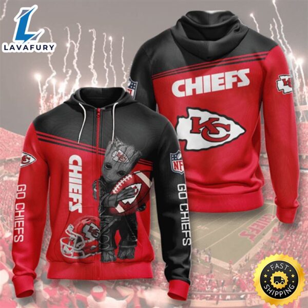 Sports Team Groot Kansas City Chiefs 3d Hoodie All Over Printed