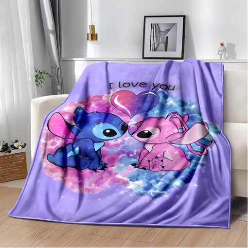 Stitch And Angel Kissing Blanket