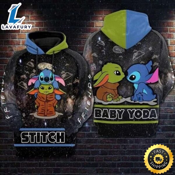 Stitch And Baby Yoda Star Wars 3d Hoodie Zip Hoodie