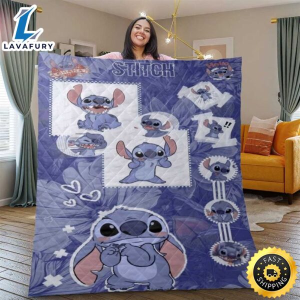 Stitch And Lilo Quilt Blanket, Stitch And Lilo Gift For Fan, Disney Stitch And Lilo Quilt Blanket