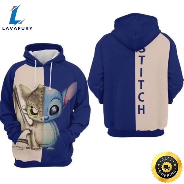 Stitch And Toothless Over Print 3d Hoodie Zip Hoodie