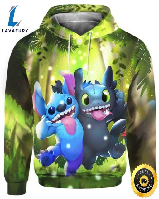 Stitch And Toothless Smile 3d All Print Hoodie