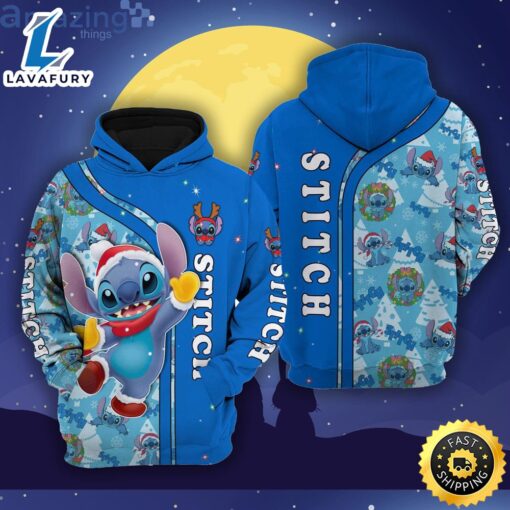 Stitch Christmas Disney Cartoon 3d Hoodie Zip Hoodie