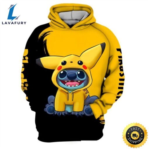 Stitch Cosplay Pikachu Pikastitch 3d All Over Print Hoodie