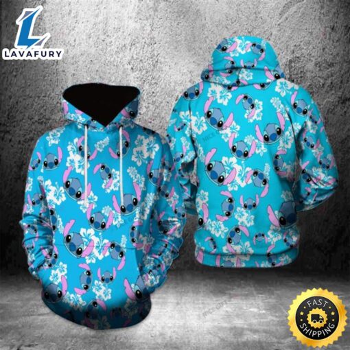 Stitch Light Blue 3d Hoodie All Over Print