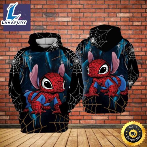 Stitch Spiderman 3d All Over Print Hoodie