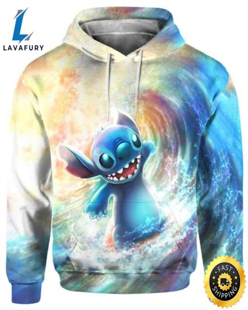 Stitch Surfing 3d All Over Print Hoodie