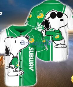 Subway Snoopy Green Baseball Jersey…