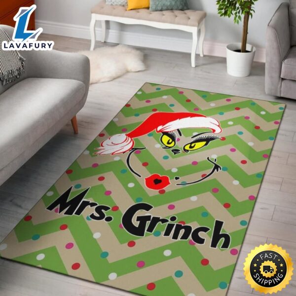 Sweet Mrs. Grinch Minimal Face Xmas Hat Grinch Area Rug