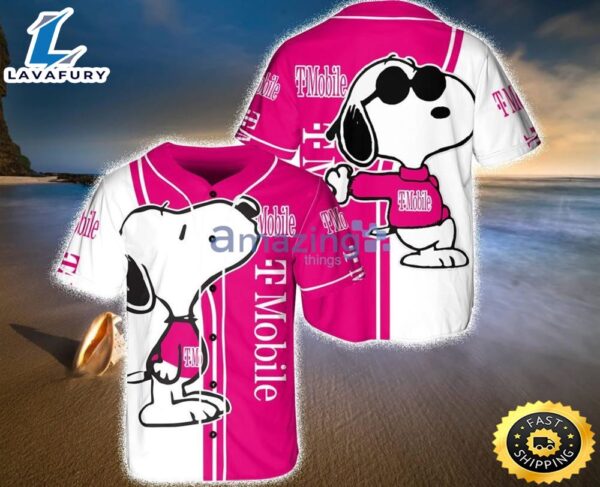 T-Mobile Snoopy Pink And White Baseball Jersey Shirt Gift For Fans