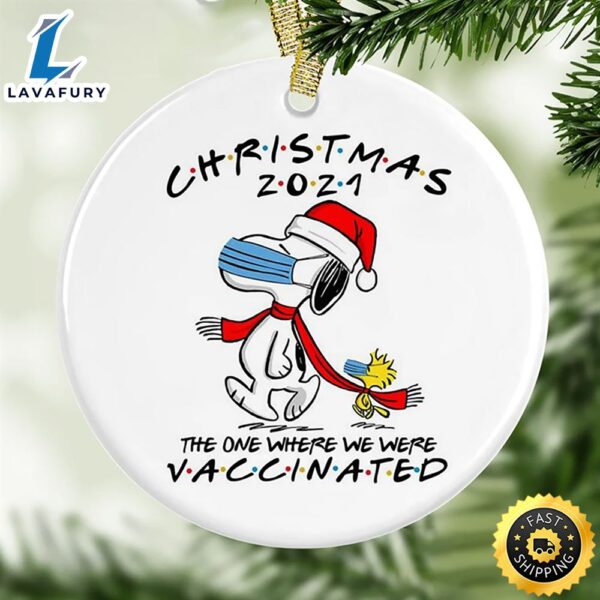 The Peanuts 2021 Snoopy Vaccinated Christmas Keepsake Ornament Decor