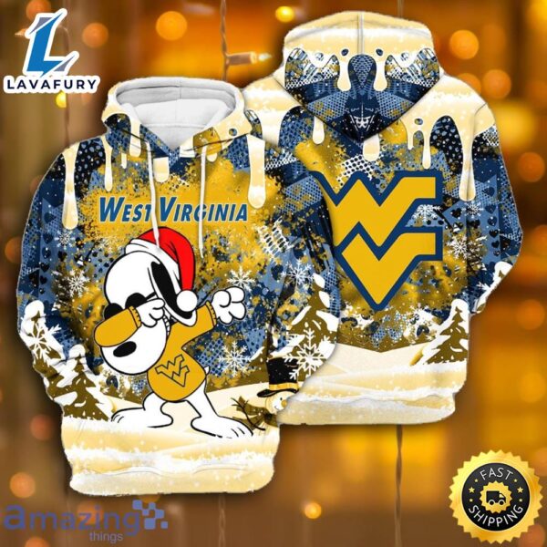 West Virginia Mountaineers Snoopy Dabbing The Peanuts Sports Football American Christmas All Over Print 3D Hoodie