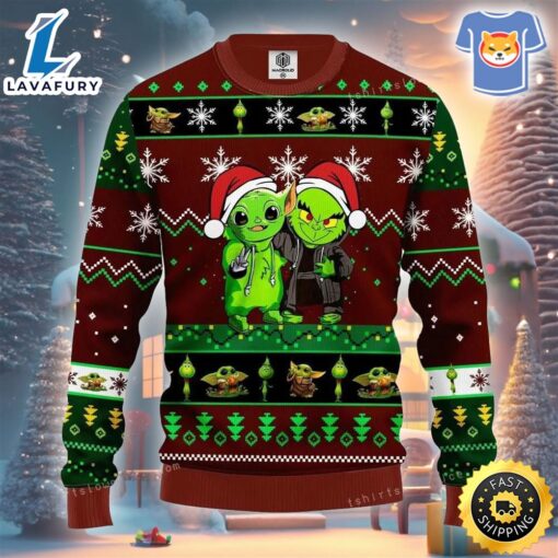 Yoda And Grinch Brown Green Ugly Sweater Christmas Party