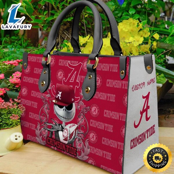 Alabama Crimson Tide NCAA Jack Skellington Women Leather Hand Bag