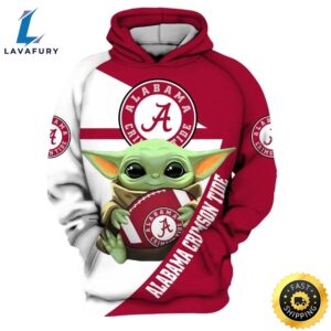 Alabama Crimson Tide Yoda Baby Yoda Star Wars 3d Hoodie Ncaa Basketball Gifts