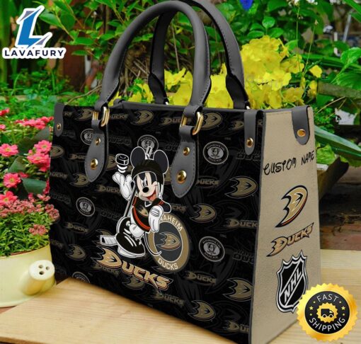 Anaheim Ducks NHL Mickey Women Leather Hand Bag