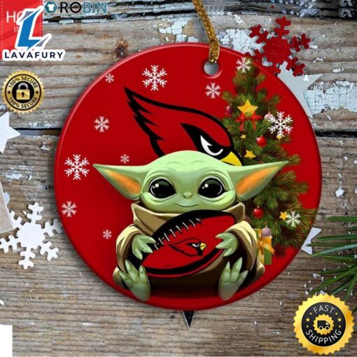 Arizona Cardinals Baby Yoda Christmas Ceramic Ornament