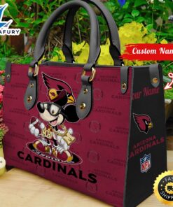 Arizona Cardinals Mickey Retro Women Leather Hand Bag