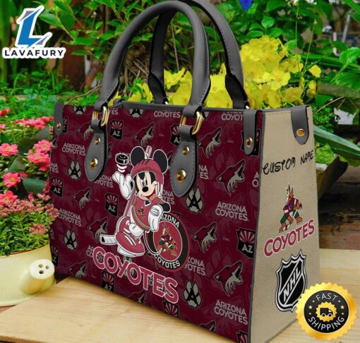 Arizona Coyotes NHL Mickey Women Leather Hand Bag