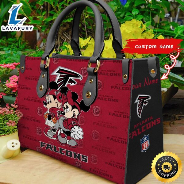 Atlanta Falcons Mickey And Minnie Women Leather Hand Bag