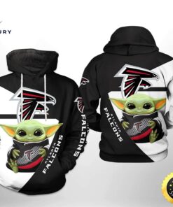 Atlanta Falcons Nfl Baby Yoda Team 3d Printed Hoodie
