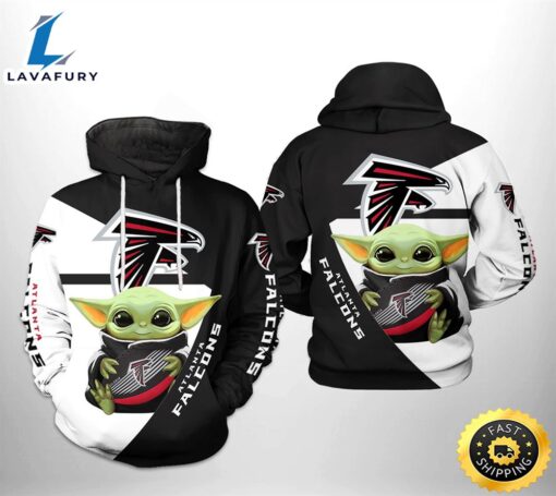 Atlanta Falcons Nfl Baby Yoda Team 3d Printed Hoodie