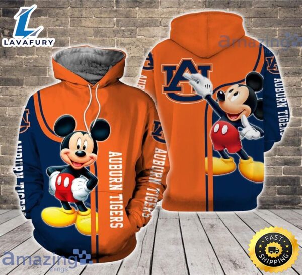 Auburn Tigers Mickey Mouse Lover Disney Cartoon 3d Hoodie For Fans