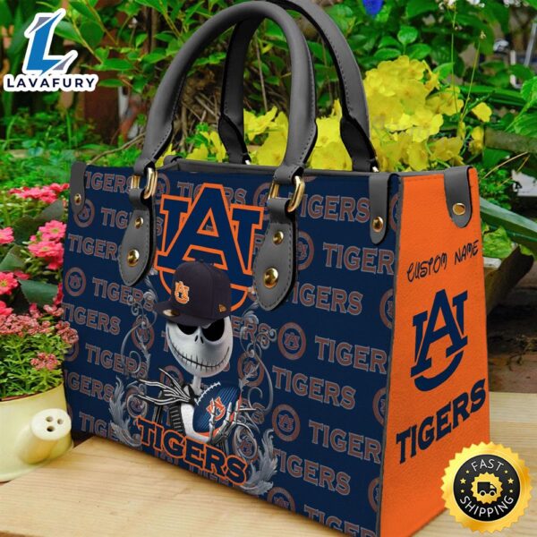 Auburn Tigers NCAA Jack Skellington Women Leather Hand Bag