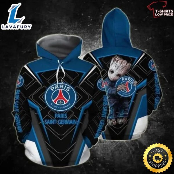 Baby Groot Hug Paris Saint Germain 3d Hoodie Gift For Fan