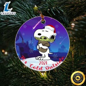 Baby Snoopy Yoda It’s Cold Outside Christmas Ceramic Ornament