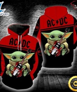 Baby Yoda Ac Dc 3d Hoodie For Men Women