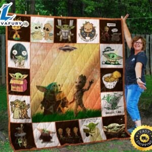 Baby Yoda And Baby Groot 02 Star Wars Blanket Bedding Family Gift Ide