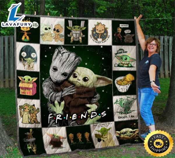Baby Yoda And Baby Groot Blanket, Baby Yoda And Baby Groot Gift For Fan Blanket