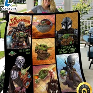 Baby Yoda Character Movie Quilt, Star Wars Family Gift Quilt, Blanket