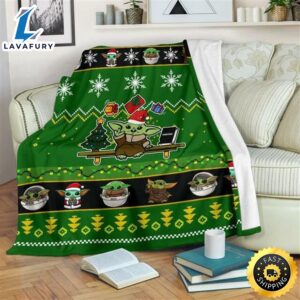 Baby Yoda Christmas Fleece Blanket Gift For Fan, Premium Comfy Sofa Throw Blanket Gift