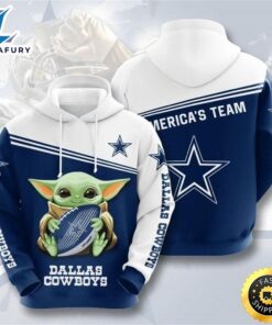 Baby Yoda Hug Dallas Cowboys Star Wars 3d Hoodie All Over Print