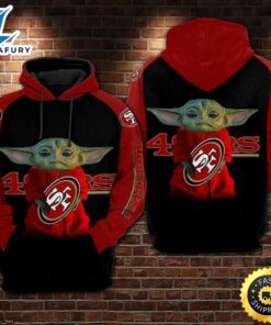 Baby Yoda Hug Logo San Francisco 49ers Football 3d Hoodie All Over Print