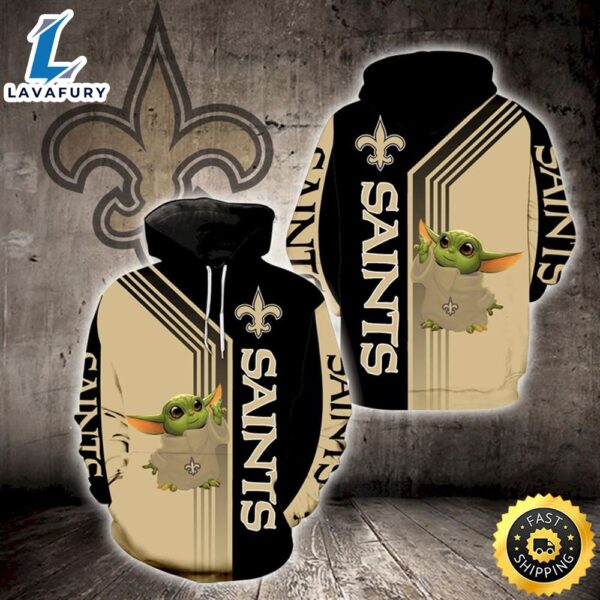 Baby Yoda Lovers New Orleans Saints 3d Hoodie All Over Print
