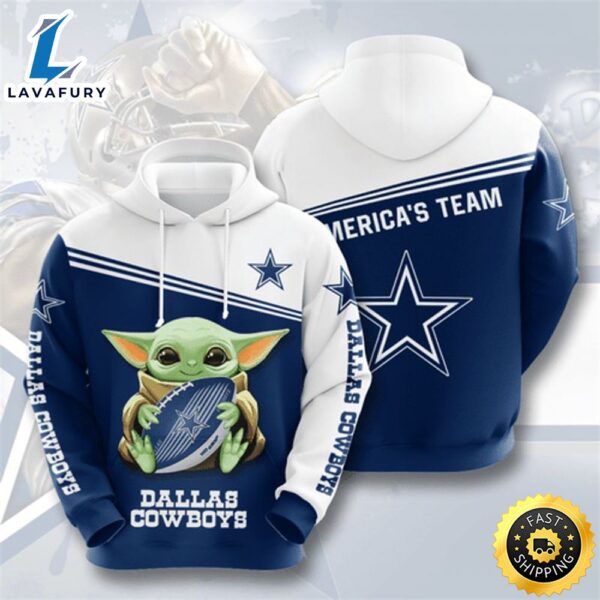 Baby Yoda Lovers Sports Team Dallas Cowboys 3d Hoodie All Over Print