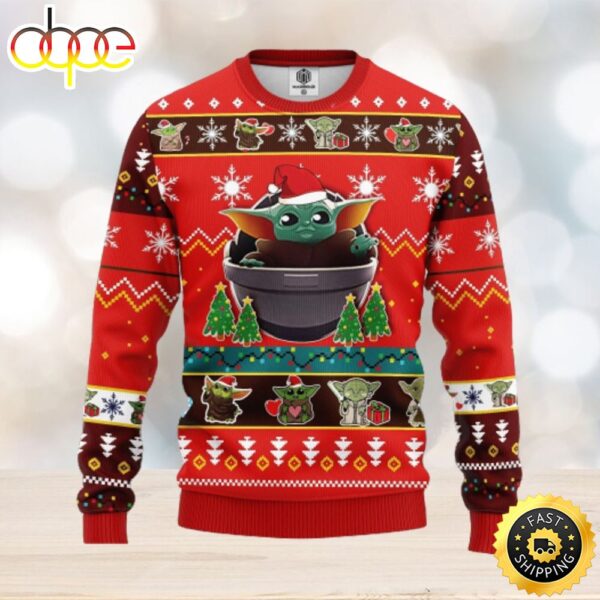 Baby Yoda Red Party Thanksgiving Ugly Christmas Sweater Gift For Men Women