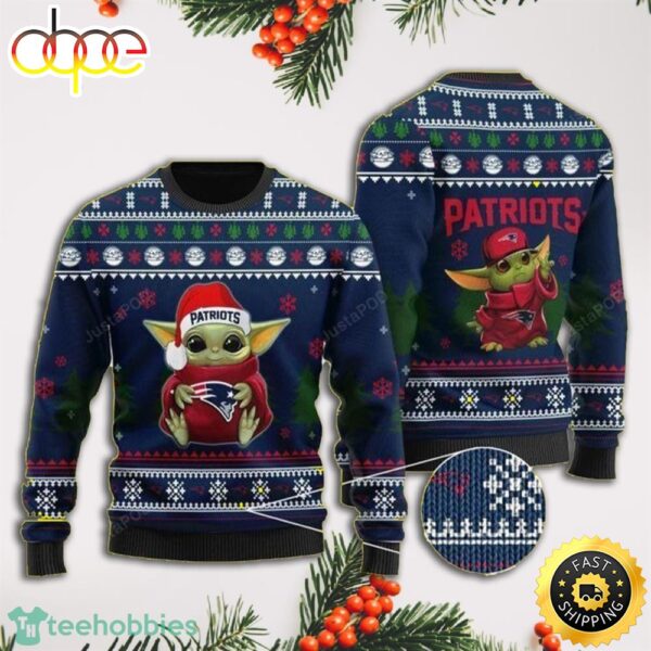 Baby Yoda Take Logo New England Patriots Full Print Ugly Christmas Sweater