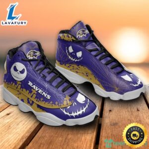 Baltimore Ravens Jack Skellington Halloween Air Jordan 13 Shoes For Fans