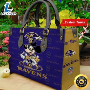 Baltimore Ravens Mickey Retro Women Leather Hand Bag
