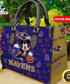 Baltimore Ravens NFL Mickey Halloween Women Leather Hand Bag