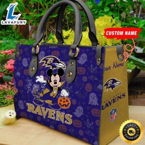 Baltimore Ravens NFL Mickey Halloween Women Leather Hand Bag