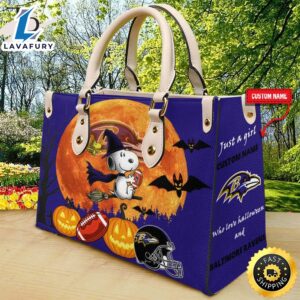 Baltimore Ravens NFL Snoopy Halloween Women Leather Hand Bag