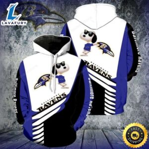 Baltimore Ravens Nfl Funny Snoopy With Sunglasses Peanuts 3d All Over Print Hoodie With Zip Up